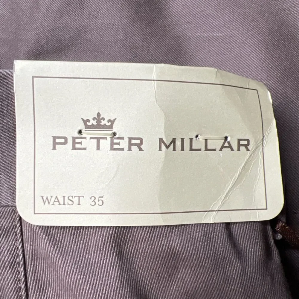 NWT Peter Millar Flat Front Chino Pants Size 35x36 Pima Cotton Espresso Brown